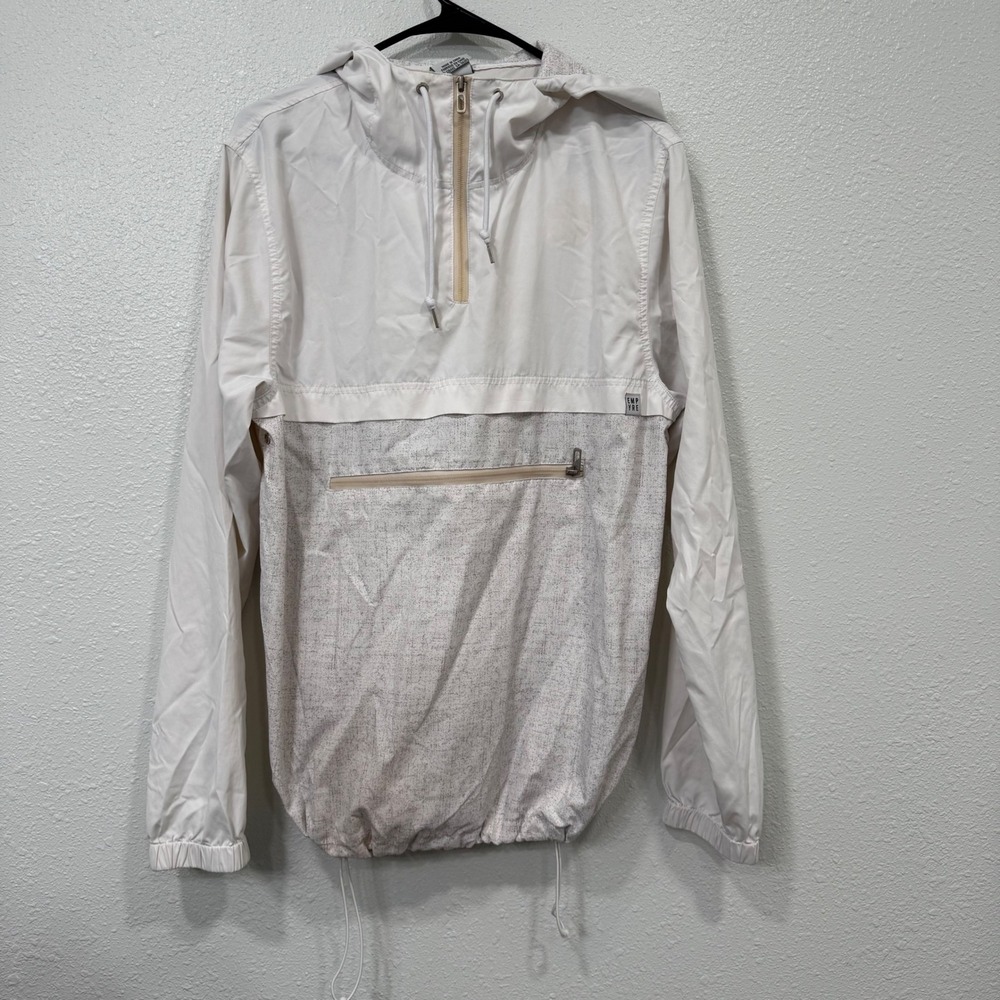 Empyre Womens White Grey Speckled Quarter Zip Anorak Windbreaker Jacket Medium